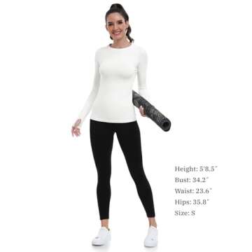 WANAYOU Womens Long Sleeve Workout top Pack of 2 Seamless Tight Yoga Gym Tops with Thumb Holes Breathable Athletic Running Tops Compression long Sleeve Scrub Undershirts (2 Pack (Black+White), Medium)