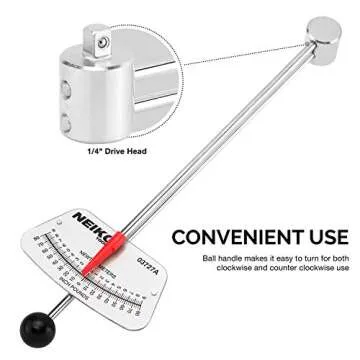 Neiko 03727A 1/4-Inch-Drive Beam Torque Wrench, SAE and MM Bicycle and Automotive Wrench, Reads in 0–80 Inches/Pounds and 0–9 Newton/Meter Increments
