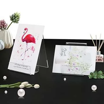 trophable 6 Pack Acrylic Book Stand Thickened Clear Book Display Easel Holder for Displaying Tablets Newspaper Magazines Notebooks Textbooks CDs (Clear-Small)