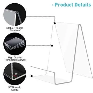 trophable 6 Pack Acrylic Book Stand Thickened Clear Book Display Easel Holder for Displaying Tablets Newspaper Magazines Notebooks Textbooks CDs (Clear-Small)