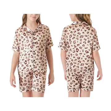 Topgal Girls Leopard Print Satin Pajamas Size 8