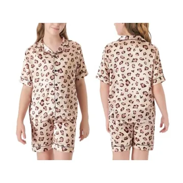 Topgal Girls Leopard Print Satin Pajamas Size 8