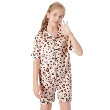 Topgal Girls Leopard Print Satin Pajamas Size 8