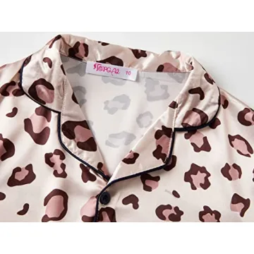 Topgal Girls Leopard Print Satin Pajamas Size 8