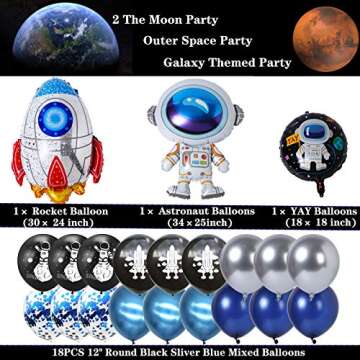 20 pcs Outer Space Party Supplies,To The Moon Theme Birthday Party Balloon Decoration, Astronaut Roc...