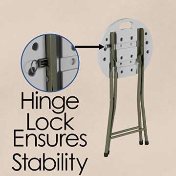 Set of 2 Stools - 18-Inch Folding Stools with 300lb Capacity for Indoor or Outdoor Use - Backless Portable Stools for Adults by Lavish Home (White)