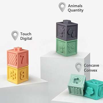 MIXI Baby Toys Blocks, Soft Blocks for Babies 6 Month Baby Toys Teething Toys Infant Toys Baby Build...