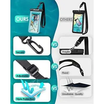 Hiearcool Waterproof Phone Pouch, Waterproof Phone Case, IPX8 Cellphone Dry Bag Compatible for iPhone 16 15 14 13 Pro Max Plus Cellphone Up to 8.3", Beach Essentials for Travel-Clear-4Pack