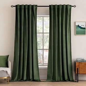 MIULEE Velvet Curtains 84 inches - Luxury Blackout & Thermal Insulated Drapes, Olive Green, 2 Panels...