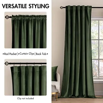 MIULEE Velvet Curtains - Luxury Blackout Panels 84" Olive Green