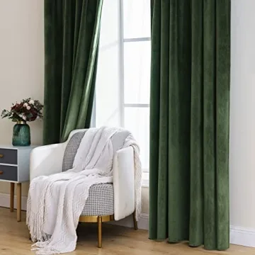 MIULEE Velvet Curtains - Luxury Blackout Panels 84" Olive Green