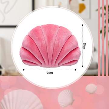 Marsui Pink Sea Princess Seashell Decorative Pillow, Preppy Room Decor Party Gift Soft Chair Cushion Cute Clam Throw Pillow for Sofa Bed Living Room(PP,13.4 x 9.8 in)