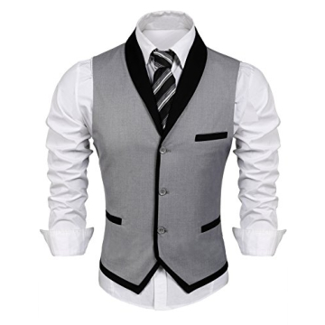 COOFANDY Men's V-Neck Sleeveless Slim Fit Jacket Suit Vest Business Dress Vests Casual Wedding Waist...