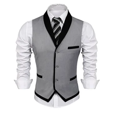 COOFANDY Men's V-Neck Sleeveless Slim Fit Jacket Suit Vest Business Dress Vests Casual Wedding Waist...