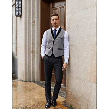 Stylish COOFANDY Men's V-Neck Sleeveless Suit Vest