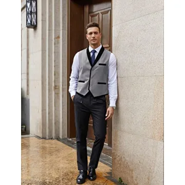 Stylish COOFANDY Men's V-Neck Sleeveless Suit Vest