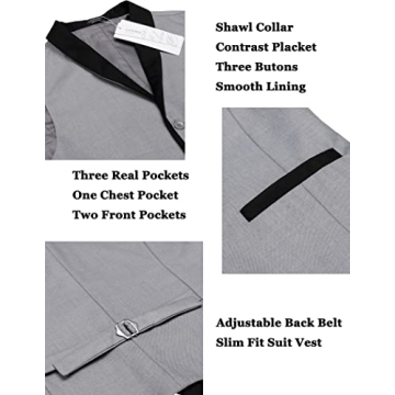 Stylish COOFANDY Men's V-Neck Sleeveless Suit Vest
