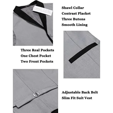 Stylish COOFANDY Men's V-Neck Sleeveless Suit Vest