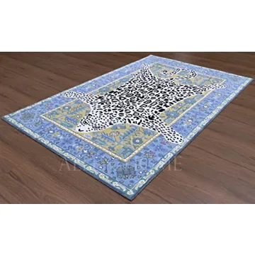 Allen Home Hand Crafted Wool Rugs | Area Carpets Suitable for Living Room, Bedroom, Dining Room | Traditional Rugs | Natural Latex Backing with 100% Cotton | 5’ x 8’ | Octavia Leopard