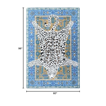 Allen Home Hand Crafted Wool Rugs | Area Carpets Suitable for Living Room, Bedroom, Dining Room | Traditional Rugs | Natural Latex Backing with 100% Cotton | 5’ x 8’ | Octavia Leopard