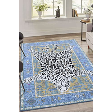Allen Home Hand Crafted Wool Rugs | Area Carpets Suitable for Living Room, Bedroom, Dining Room | Traditional Rugs | Natural Latex Backing with 100% Cotton | 5’ x 8’ | Octavia Leopard