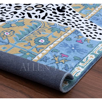 Allen Home Hand Crafted Wool Rugs | Area Carpets Suitable for Living Room, Bedroom, Dining Room | Traditional Rugs | Natural Latex Backing with 100% Cotton | 5’ x 8’ | Octavia Leopard