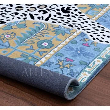 Allen Home Hand Crafted Wool Rugs | Area Carpets Suitable for Living Room, Bedroom, Dining Room | Traditional Rugs | Natural Latex Backing with 100% Cotton | 5’ x 8’ | Octavia Leopard