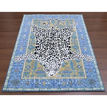 Allen Home Hand Crafted Wool Rugs | Area Carpets Suitable for Living Room, Bedroom, Dining Room | Traditional Rugs | Natural Latex Backing with 100% Cotton | 5’ x 8’ | Octavia Leopard