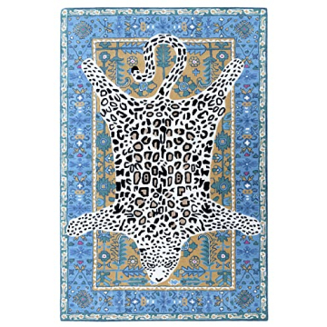 Allen Home Hand Crafted Wool Rugs | Area Carpets Suitable for Living Room, Bedroom, Dining Room | Traditional Rugs | Natural Latex Backing with 100% Cotton | 5’ x 8’ | Octavia Leopard