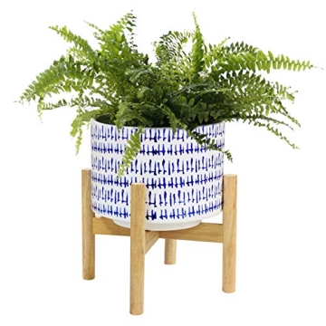 LA JOLIE MUSE Blue Planter with Stand for Indoor Decor