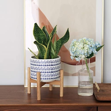 LA JOLIE MUSE Blue Planter with Stand for Indoor Decor