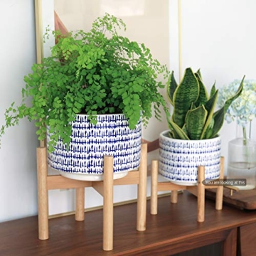 LA JOLIE MUSE Blue Planter with Stand for Indoor Decor