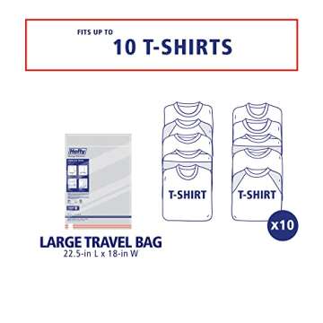 Hefty Shrink-Pak Large Travel Bags - Airtight Storage Bags for Maximum Space Saving, Travel Essentials, Ideal for Packing, Durable, Reliable Compression with Sealed Protection