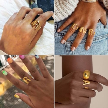 Adjustable Gold Initial M Ring for Women - Premium Jewelry