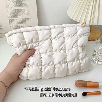 WANNES Cute Cosmetic Bag for Women, Soft and Fluffy Travel Makeup Bag with Durable Zipper, Essential...