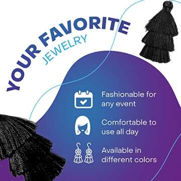 Rave Envy Black Earrings for Women, Black Tassel Earrings for Women, Black Dangle Earrings for Women, Colorful Layered Tassle 3 Tier Bohemian Style