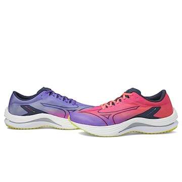 Mizuno Women's Wave Rebellion Flash Running Shoe, High/Vis Pink/Ombre Blue, 8