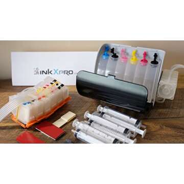 INKXPRO 312XL Empty Ink System CISS Refillable Cartridge Kit with Ink Flow Control Damper for Chipless Firmware Installed EPSON XP-15000 Printer