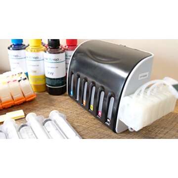 INKXPRO 312XL Empty Ink System CISS Refillable Cartridge Kit with Ink Flow Control Damper for Chipless Firmware Installed EPSON XP-15000 Printer