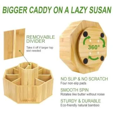 Walowalo Bamboo Rotating Organizer for Art Supplies