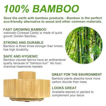 walowalo Bamboo Rotating Art Supply Organizer Holds 800+ Pencils Christmas Gifts Spinning Crayon Marker Pen Holder for Desk Brush Storage Office School Classroom Organization Stationary (Larger VER)