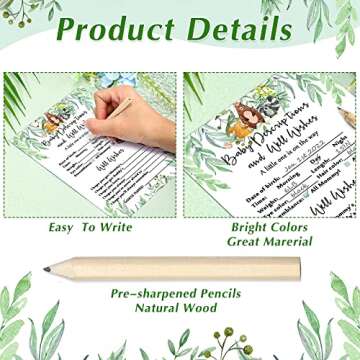 Gersoniel 135 Pieces Woodland Baby Shower Game Cards Forest Animals Baby Shower 5 Games Set Guess Who Mommy or Daddy Well Wishes Bingo Woodland Creatures Theme with Pencils for Boy Girl