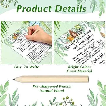 Gersoniel 135 Pieces Woodland Baby Shower Game Cards Forest Animals Baby Shower 5 Games Set Guess Who Mommy or Daddy Well Wishes Bingo Woodland Creatures Theme with Pencils for Boy Girl