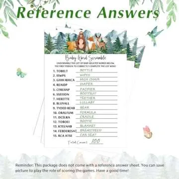 Gersoniel 135 Pieces Woodland Baby Shower Game Cards Forest Animals Baby Shower 5 Games Set Guess Who Mommy or Daddy Well Wishes Bingo Woodland Creatures Theme with Pencils for Boy Girl