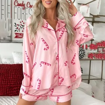 Yuemengxuan Satin Christmas Pajamas Set for Women