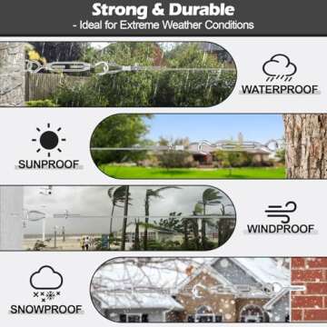 TooTaci Strings Light Hanging Kit, 1/8 Stainless Steel Wire Cable 7×7 Strands, Turnbuckles for Cables Wire, 66ft Vinyl Coated Steel Cable, Wire Tensioner Kit for Outdoor Hanging, Colthesline Cable