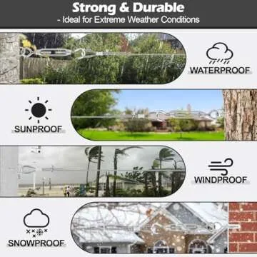 TooTaci Strings Light Hanging Kit, 1/8 Stainless Steel Wire Cable 7×7 Strands, Turnbuckles for Cables Wire, 66ft Vinyl Coated Steel Cable, Wire Tensioner Kit for Outdoor Hanging, Colthesline Cable