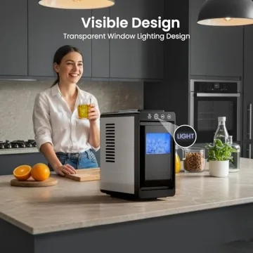 Kismile Ice Maker - Fast Ice Production & Self-Cleaning Function