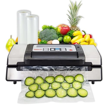 Nesco Deluxe Food VS-12 Vacuum Sealer - 130 Watts, Compact Silver Design