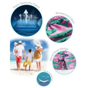 Maamgic Boys Swim Trunks Toddler Swim Shorts, Pink Shark
